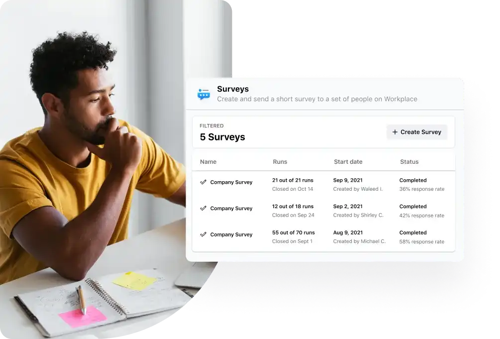 Gather company sentiment through surveys on Workplace from Meta